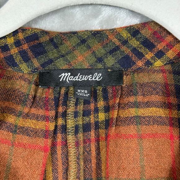Madewell Popover Shirt XXS 2XS Plaid Chestnut - Picture 9 of 14